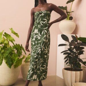 Strapless Twist-Front Maxi Dress